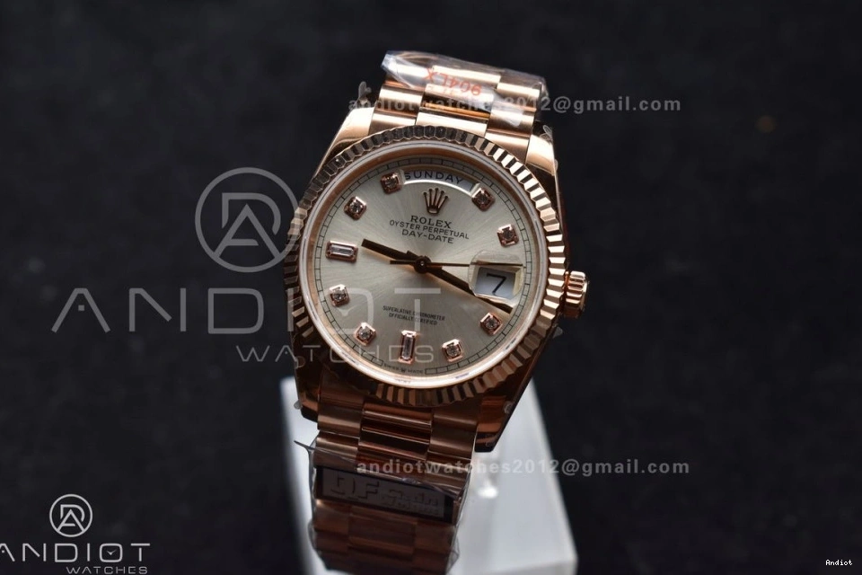 RG with Square 904L Diamond on 36 Bracelet Best Steel (Gain Silver Weight) DayDate Edition Dial President V5 QF vr3255 0310